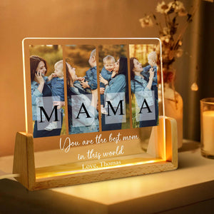 Mama You're The Best Mom Photo Collage - Personalized Desk Name Plate - Gift For Mom, Mother's Day, Birthday Gift