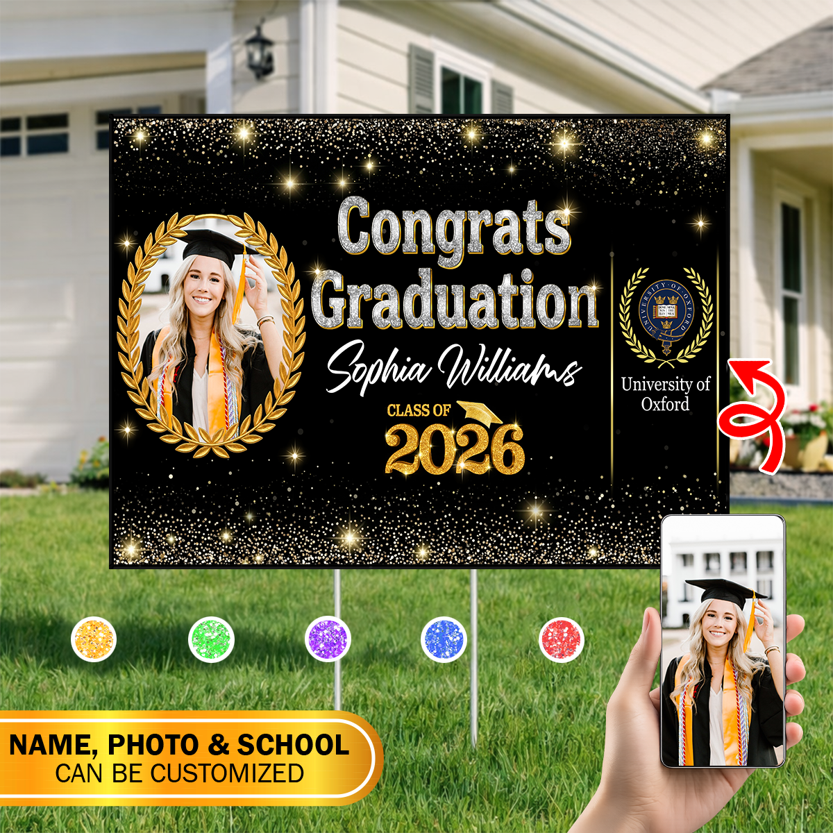 Glitter 26 Graduation Yard Sign Class of 2026 Lawn Sign 1_ad556f94-6160-46f9-bc9d-7d7ecbeaea64.png