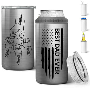 Best Dad Papa Grandpa Ever Fist Bump Outline - Personalized Can Cooler Tumbler - Gift For Dad Grandpa, Father's Day Gift Idea
