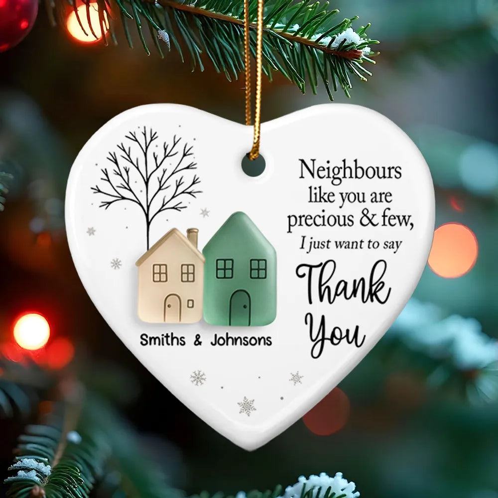 Thank You Neighbors Sea Glass Appreciation Gift - Personalized Ornament - Christmas Thank You Gift