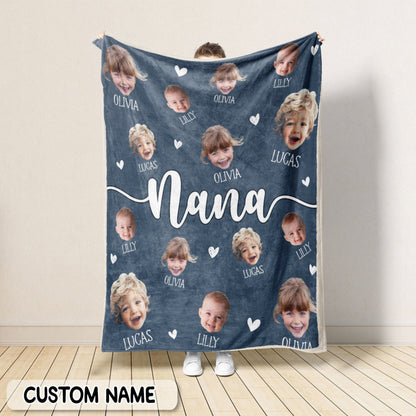 Christmas Gift For Nana, Mother's Day Gift For Grandma, Personalized Baby Photo Blanket For Grandma, Custom Grandma Blanket With Baby Face