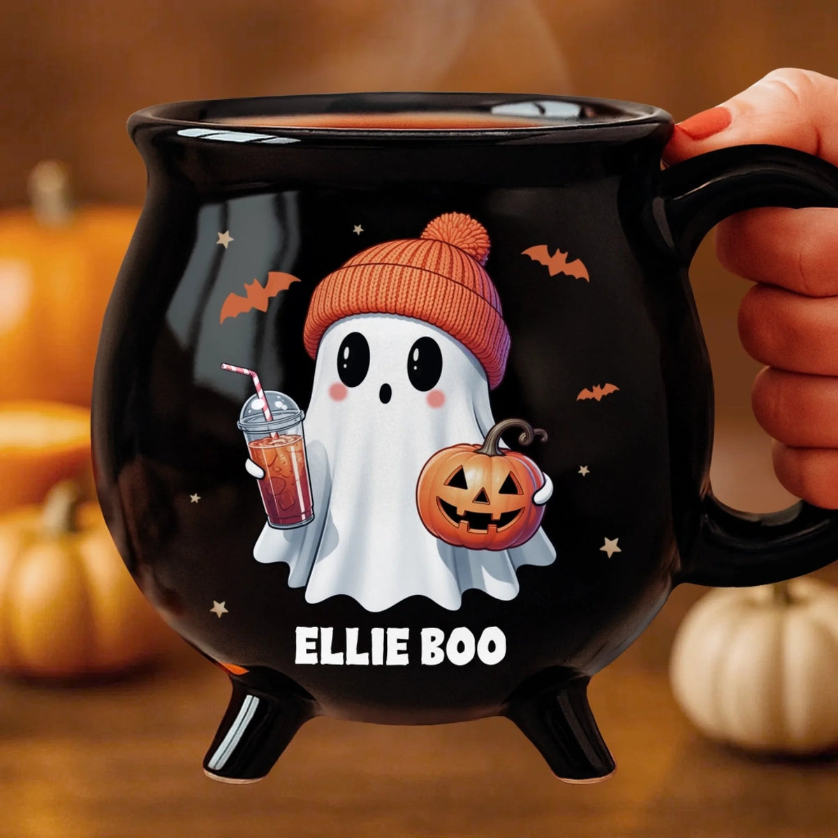 Halloween Boo - Personalized Halloween Black Ceramic Witch Mug - Halloween Gift For Family, Sisters, Friends, Siblings