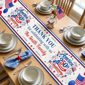 America 250th Anniversary Thank You For Celebrating With Us - Personalized Table Runner - 4th Of July Gift For Family, 250th Home Decoration