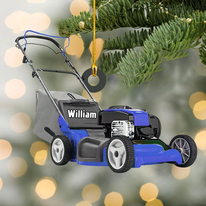 Personalized Lawn Mower Christmas Ornament, Custom Name Lawn Mower Ornament, Gift For Farmhouse Lawn Mower Driver Acrylic Ornament