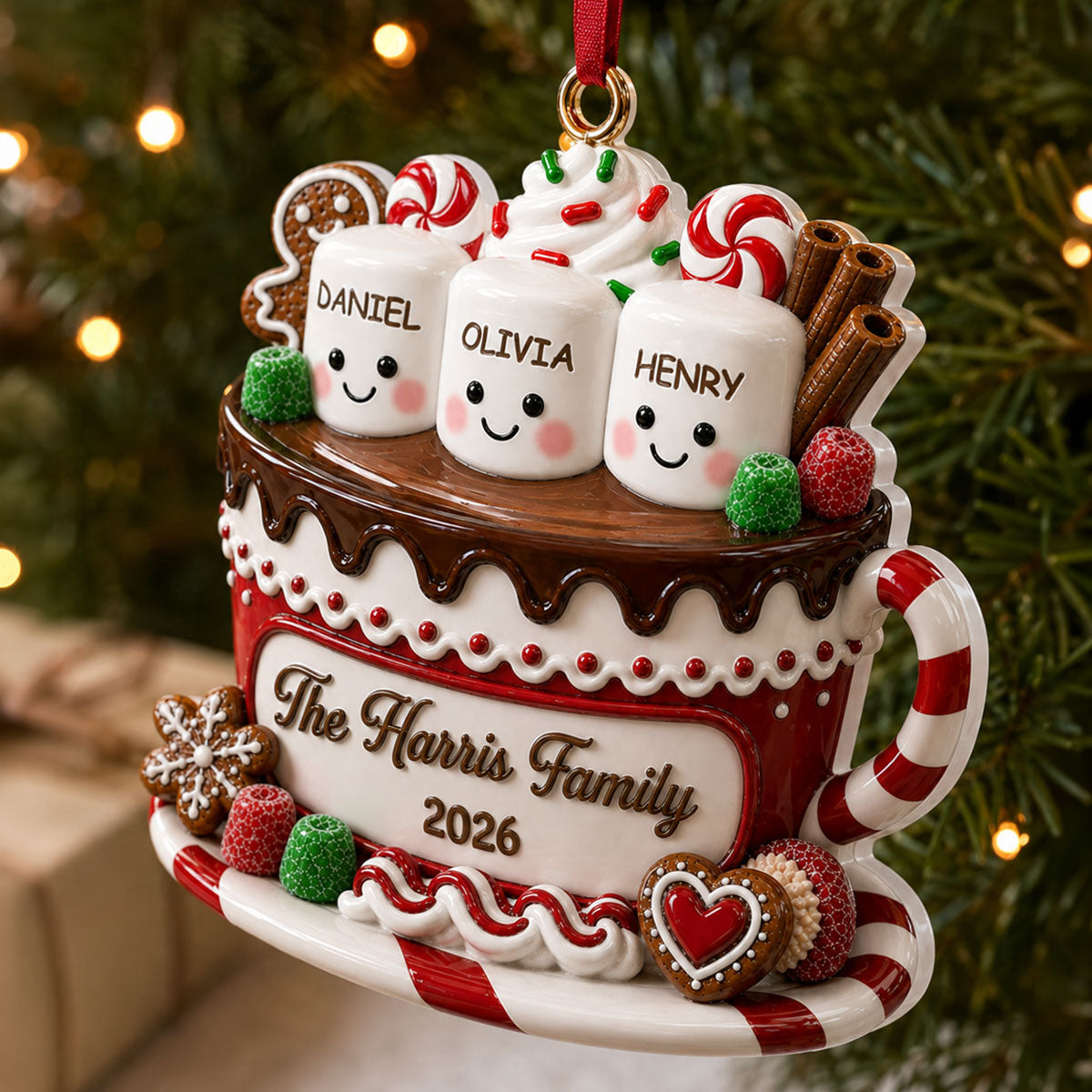 Hot Wishes From Our Family - Real 3D Raised Ornament