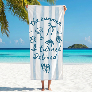 Retirement Gift For Women, The Summer I Turned Retired Beach Towel, Funny Retirement Party Gift For Retiree