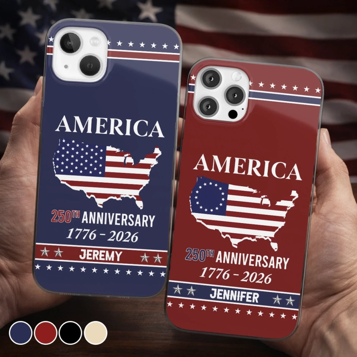 Personalized 250th Anniversary Phonecase - Gifts For Women, Men - Liberty And Justice For All