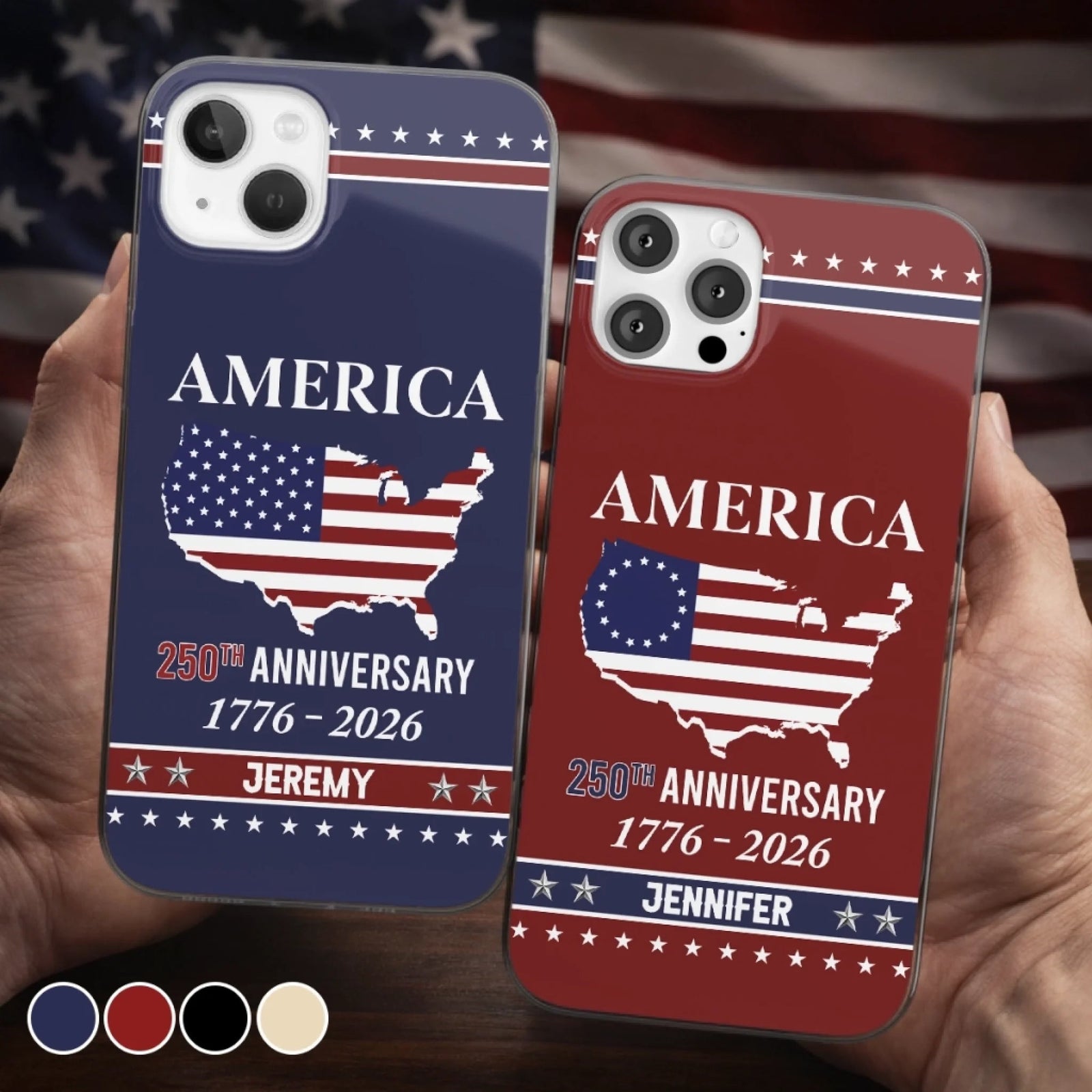 Personalized America 250th Anniversary Phonecase - Gifts For Women, Men - Liberty And Justice For All