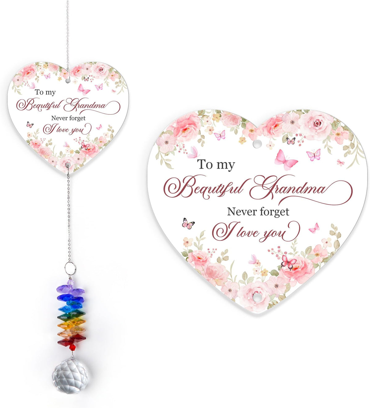 To My Beautiful Grandma Ornament, Crystal Heart Ornament Appreciation Gift, Christmas Hainging Decor