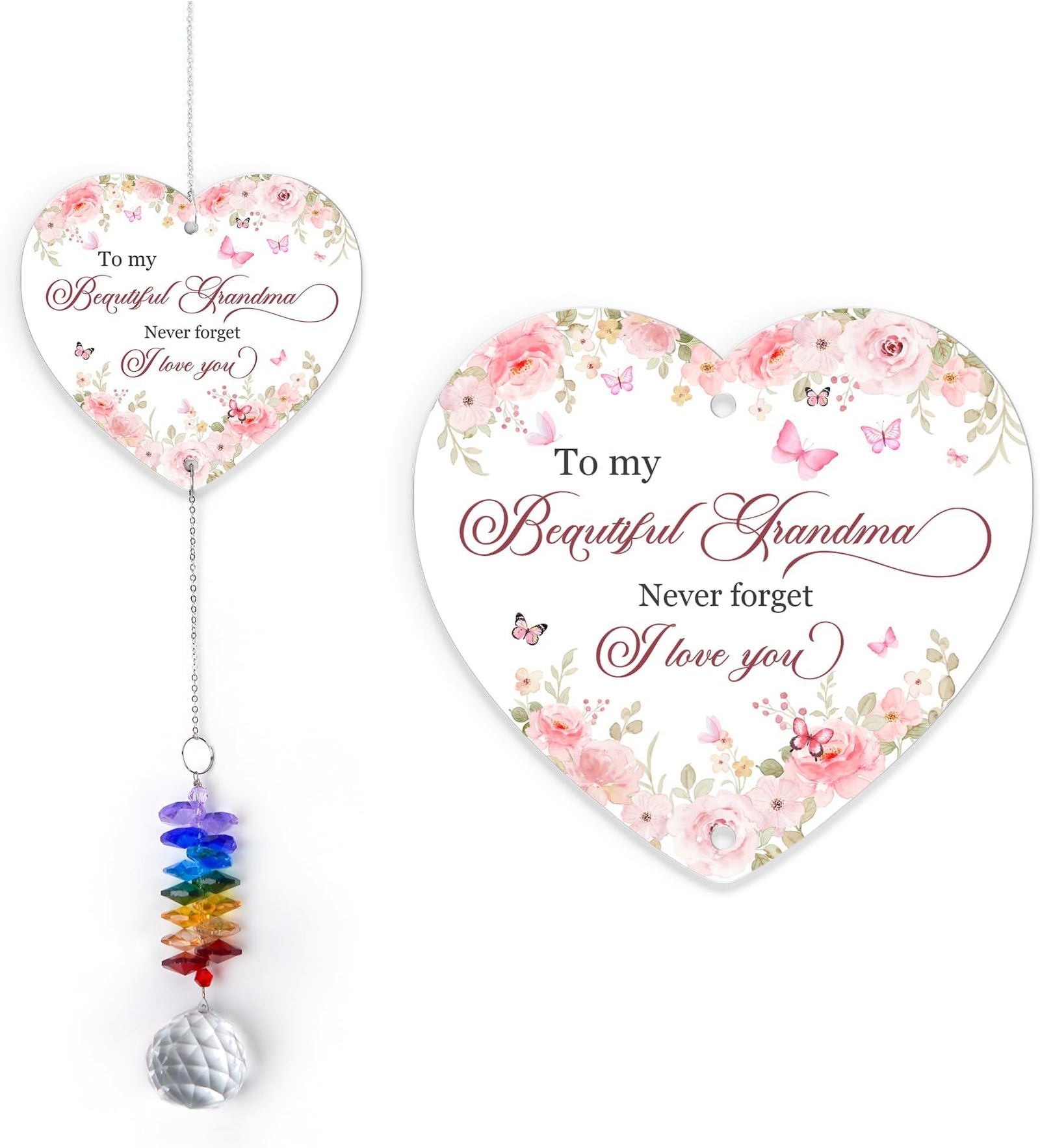 To My Beautiful Grandma Ornament, Crystal Heart Ornament Appreciation Gift, Christmas Hainging Decor