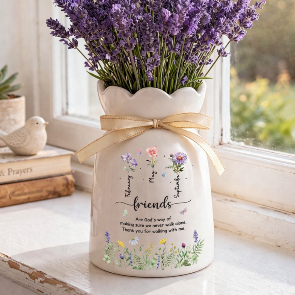 Best Friend Gift, Personalized Birth Flower Vase, Friendship Flower Vase, BFF Gift, Soul Sister Gift, Custom Flower Vase for Bestie