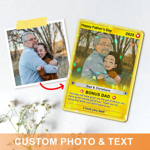 Father's Day Anime Style Card, Fathers Day Gift For Bonus Dad, Step Up Dad Gift, Custom Photo Hologram Card, Gift For Dad, Gift For Husband