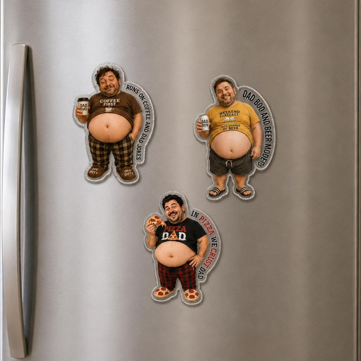 Custom Funny Dad's Grilling Face Squishy Belly Fridge Magnet, Personalized Dad Photo Squeeze Magnet, Father's Day Gift For Husband