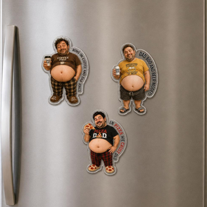 Custom Funny Dad's Grilling Face Squishy Belly Fridge Magnet, Personalized Dad Photo Squeeze Magnet, Father's Day Gift For Husband