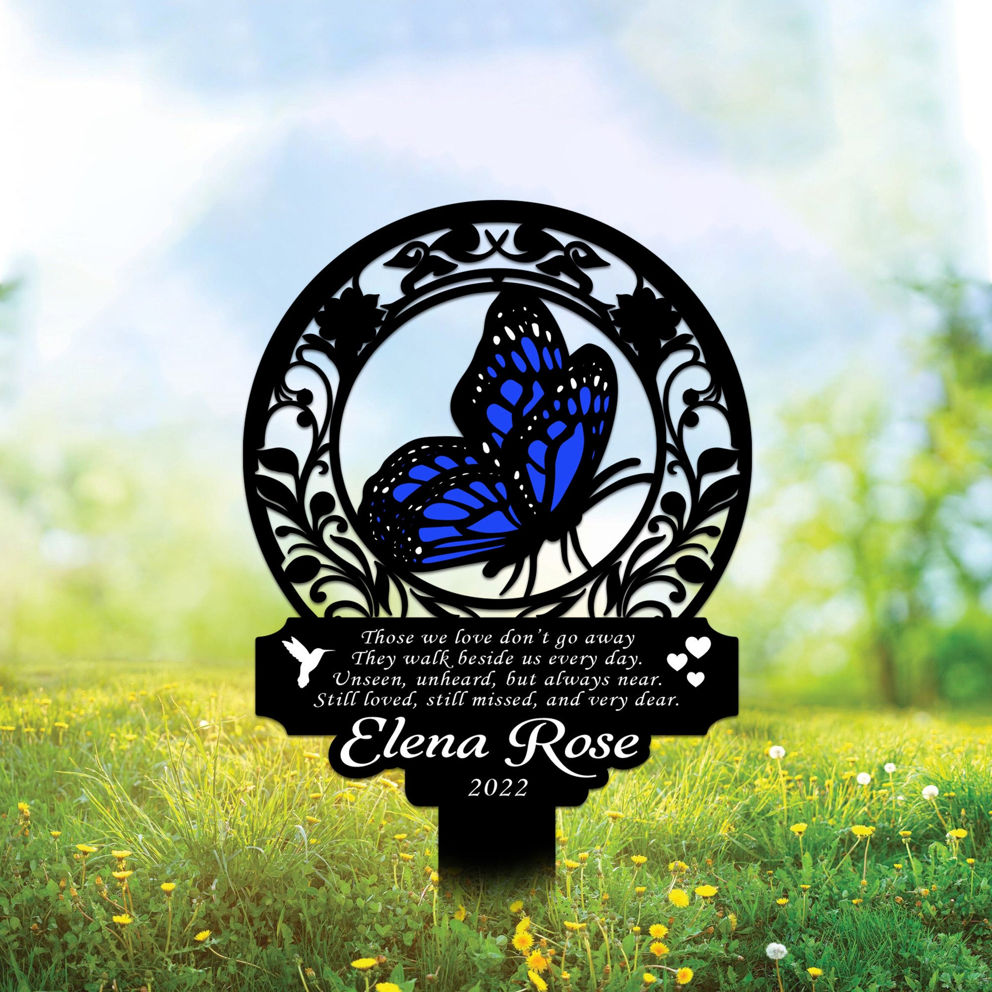 Personalized Memorial Stake Metal, Butterfly Memorial Stake, In Loving Memorial, Remembrance Stake, Sympathy Gift, Mother's Day Gift
