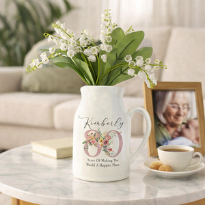 Custom 80th Birthday Flower Vase Gift, Personalized Grandma Birthday Vase, Gift For Great Grandma, Mother's Day Gifts, Custom Vase For Mom