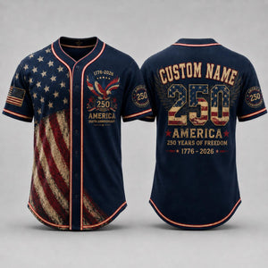 America 250th Anniversary Baseball Jersey, Custom Name USA Jersey, 1776 2026 Patriotic Shirt, 4th of July Gift, Freedom Jersey
