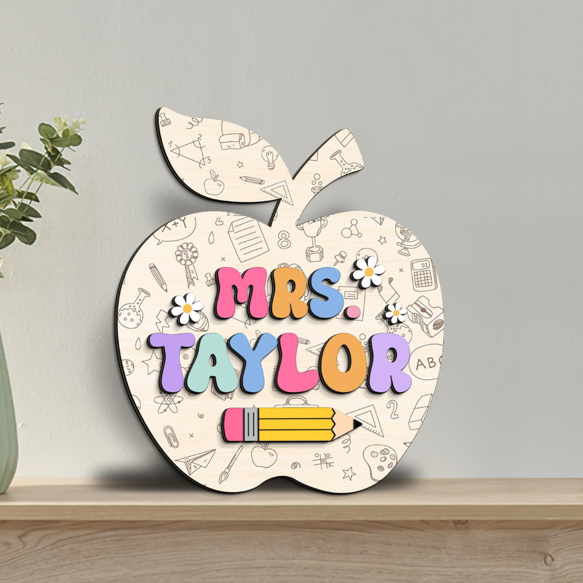Personalized Teacher Gifts, Teacher Apple Shape Gifts, Teacher Door Hanger, Custom Teacher Sign, Teacher Welcome Sign, Teacher Door Decor