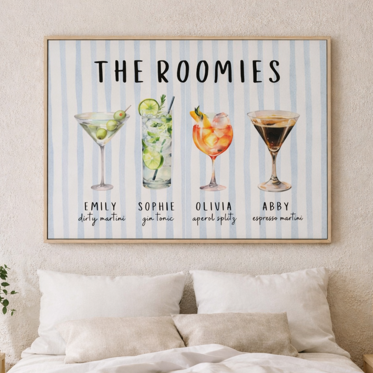 Custom Roommate Drink Print, Roommates as Drinks, Trendy College Apartment Dorm Art, Bar Cart Decor, Cocktail Poster, Personalized Wall Art