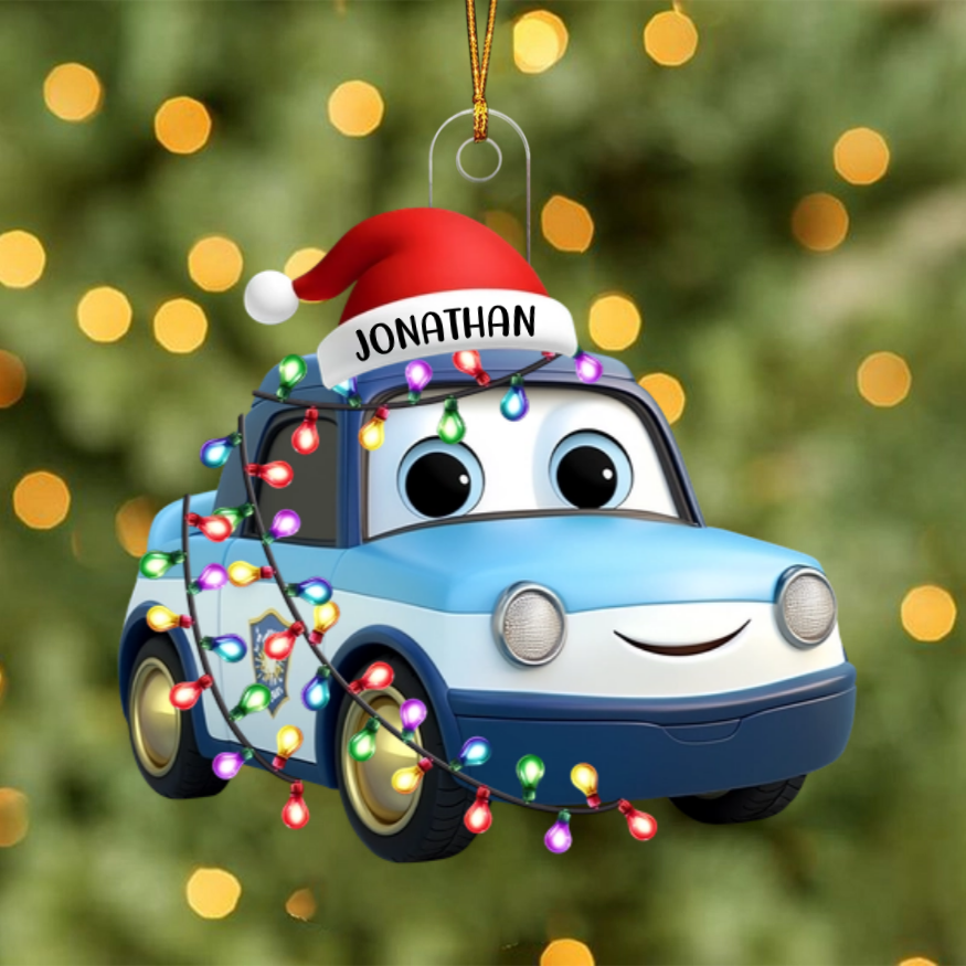 Cute Cartoon Vehicles - Personalized Acrylic Ornament - Christmas Gift For Kids