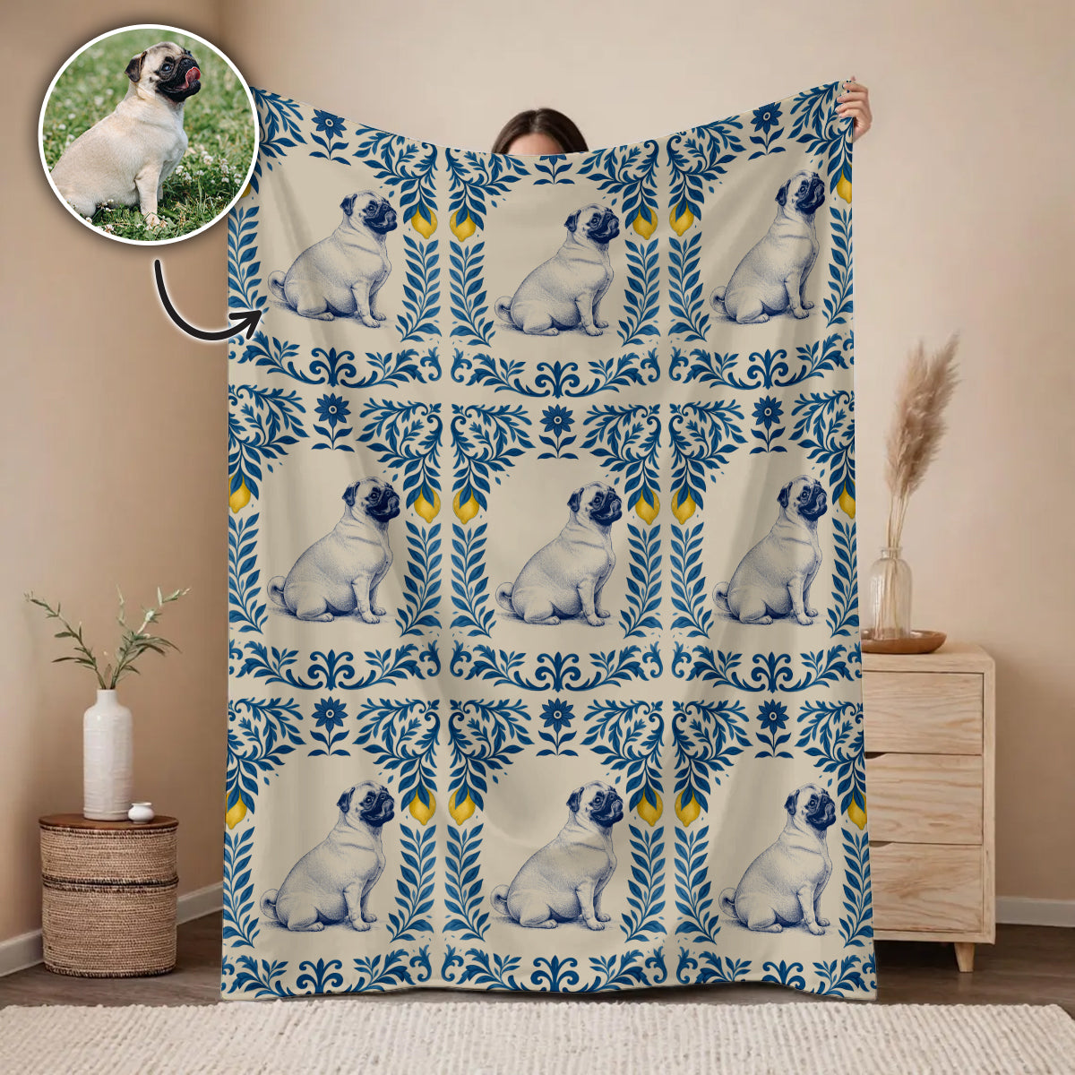 Vintage Cobalt Canine Pet Blanket Upload Photo Blanket 1_b34ed50c-703a-4a52-adbc-490e26493812.jpg
