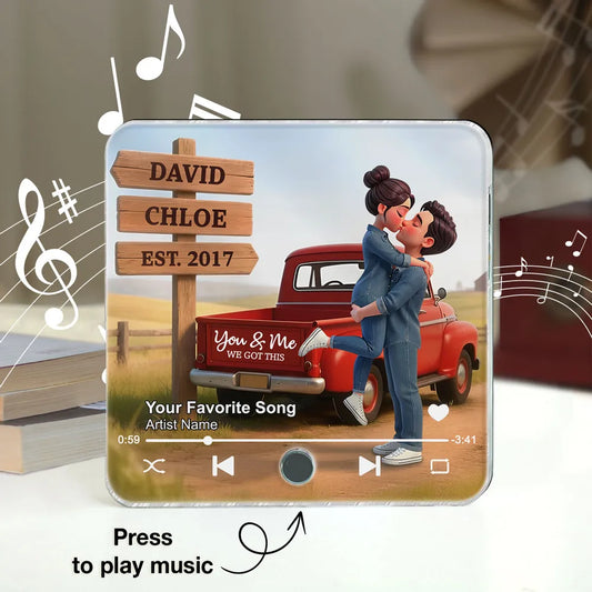 Romantic Couple Pickup Truck You & Me We Got This - Personalized Music Fridge Magnet - Valentine's Day Gift For Couple, Farmhouse Decor