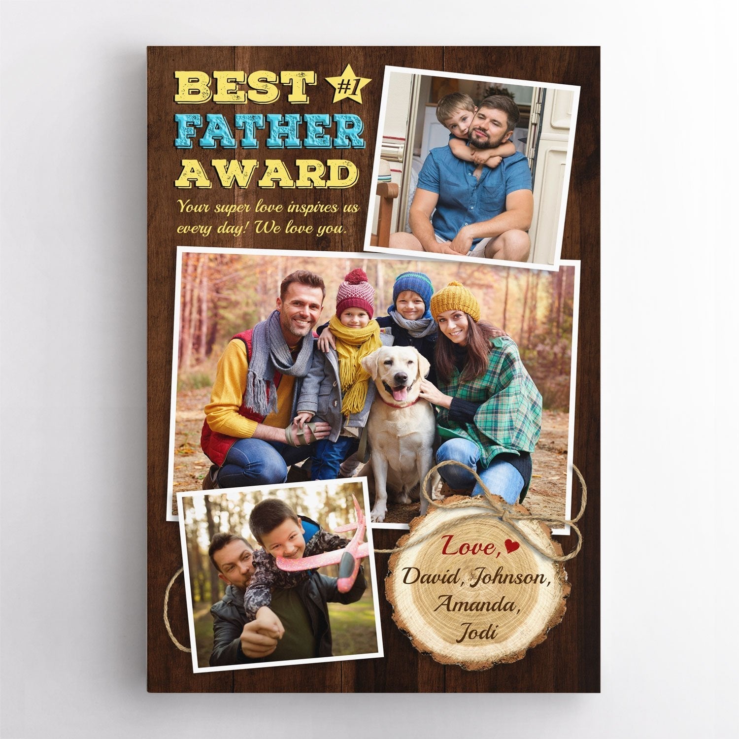 Best Father Award Custom Photo - Personalized Canvas - Gift For Daddy, Father's Day, Birthday Gift