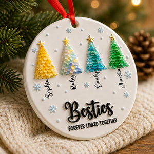 Besties Forever Linked Together Ornament - Real 3D Raised Ornament
