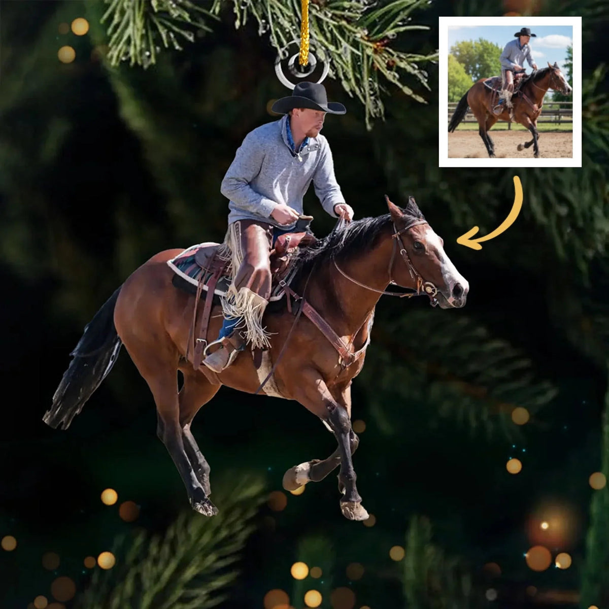Custom Photo Riding Horse - Personalized Acrylic Ornament- Christmas, Birthday Gifts For Besties, Sisters, BFF, Family