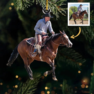 Custom Photo Riding Horse - Personalized Acrylic Ornament- Christmas, Birthday Gifts For Besties, Sisters, BFF, Family