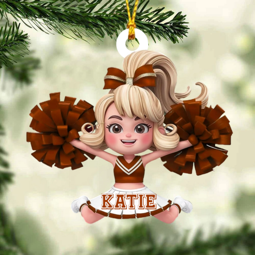 Cartoon Cheerleader Girl - Personalized Acrylic Ornament - Christmas Gift For Girls, Cheerleading Team Members