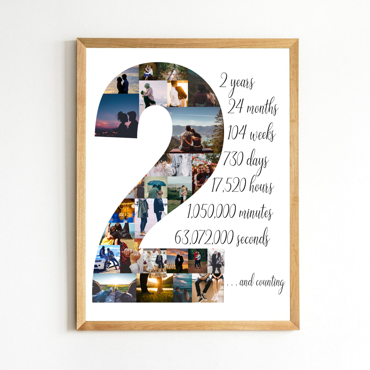 2 Year Anniversary Gift for Him, Personalize Second Anniversary Gift for Husband, 2nd Anniversary Gift for Boyfriend, Custom Photo Collage