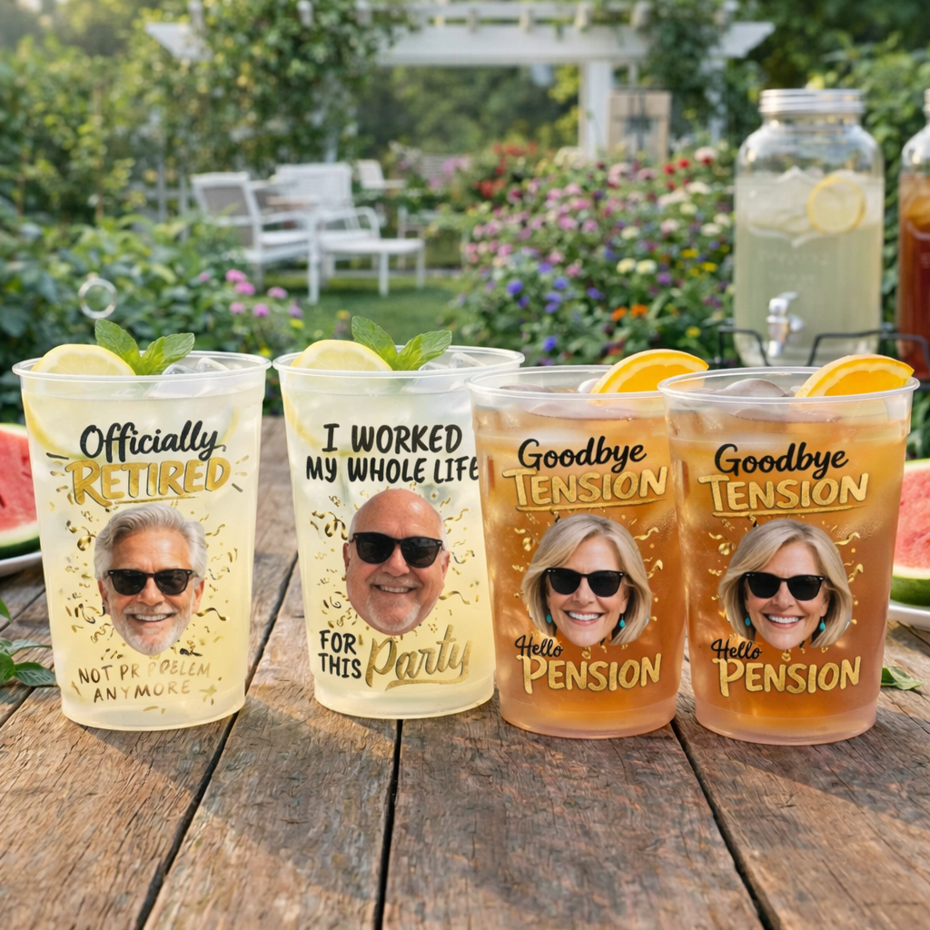 Goodbye Tension Hello Pension Plastic Frosted Cup, Custom Retirement Photo, Funny Retirement Gift