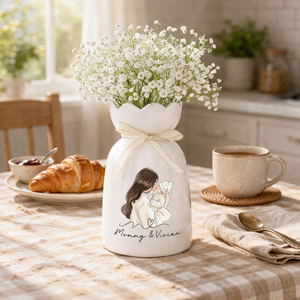 Personalised Mom Photo Ceramic Petal Vase, Mothers Day Gifts, Gift For Her, Gift For Mom, Grandma