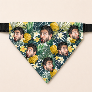 Summer Tropical Hawaiian Pineapple Pattern - Personalized Photo Dog Bandana Collar