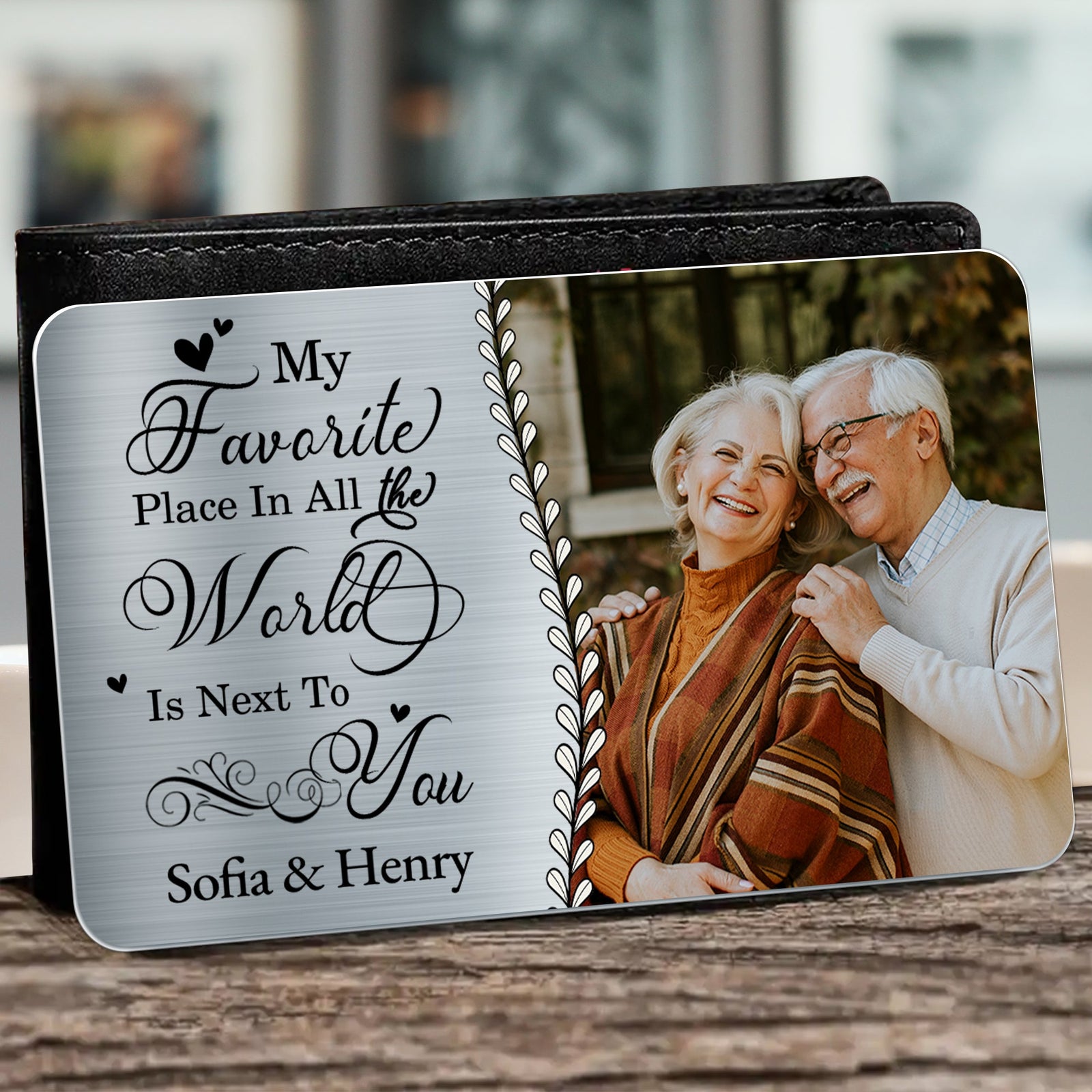My Favorite Place In All The World - Personalized Wallet Insert Card - Valentine's Day Gift For Couple