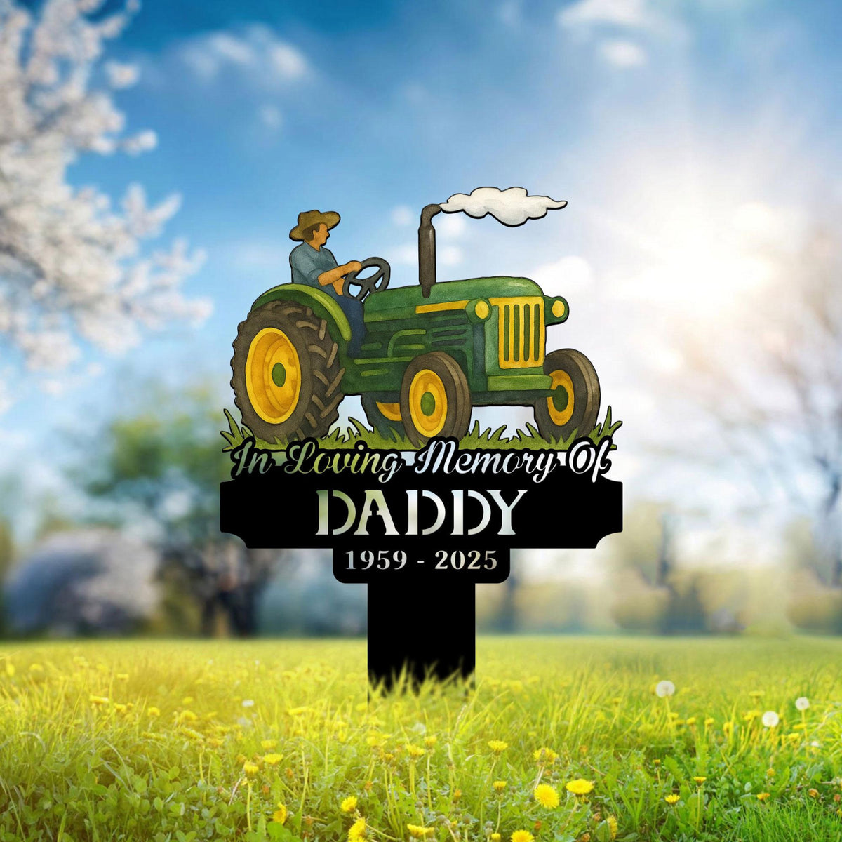Personalized Farmer Tractor Metal Stake, Custom Tractor Memorial Sign, Farmer Memorial, Dad Loss, Tractor Metal Stake, Fathers Day Gift