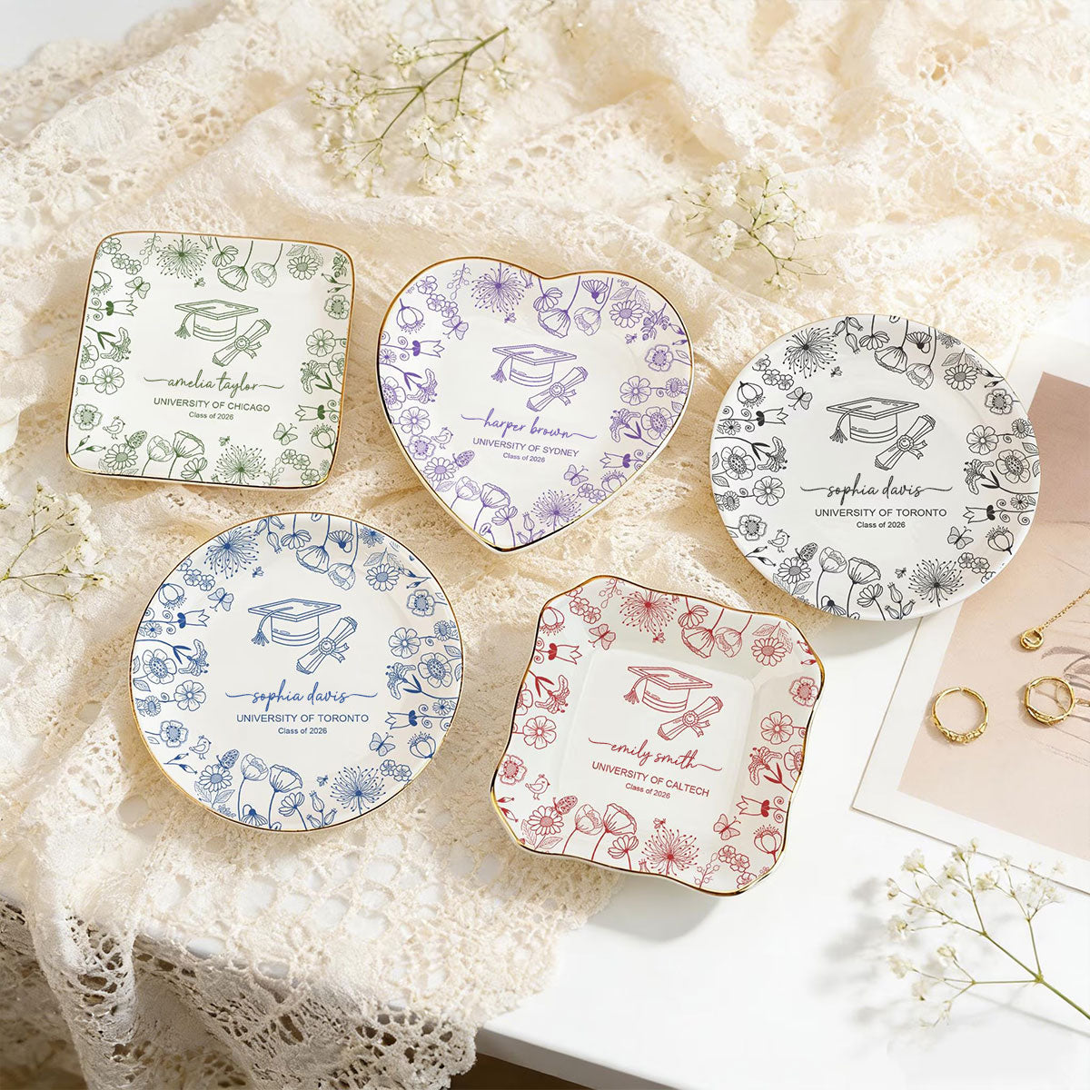 Personalized Graduation Gift for Her | Custom Class of 2026 Ceramic Trinket Dish | College University Graduation Gift | High School Senior Gift