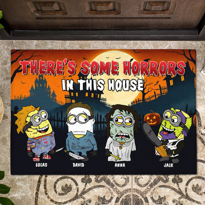 There's Some Horrors In This House - Personalized Doormat - Halloween Gift For Family