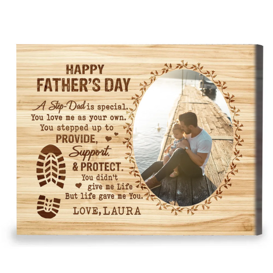 A Step Dad Is Special - Personalized Canvas - Gift For Step Dad, Bonus Dad, Father's Day, Birthday Gift
