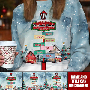 Christmas Lamp Post Road Sign - Personalized 3D Apparel - Christmas Gifts For Family