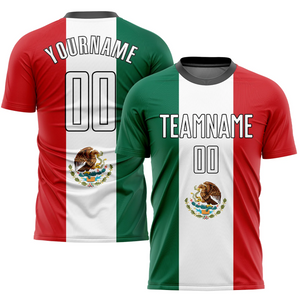 Custom Green Red-White Sublimation Mexico Soccer Uniform Jersey