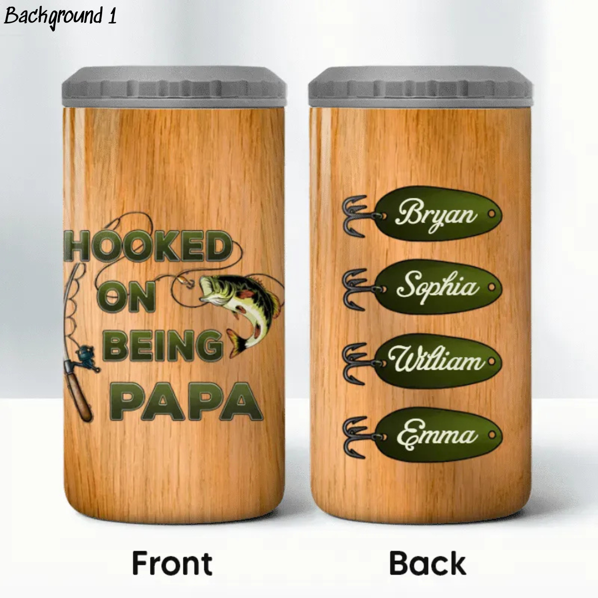 Hooked On Being Fishing Dad Papa - Personalized Can Cooler Tumbler - Gift For Dad Grandpa, Father's Day Gift Idea
