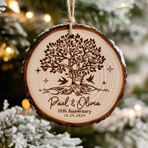 Personalized 10th Anniversary Ornament, 10th Wedding Anniversary Wood Ornament, Gift for Couples, 10 Year Anniversary Gifts for Him or Her