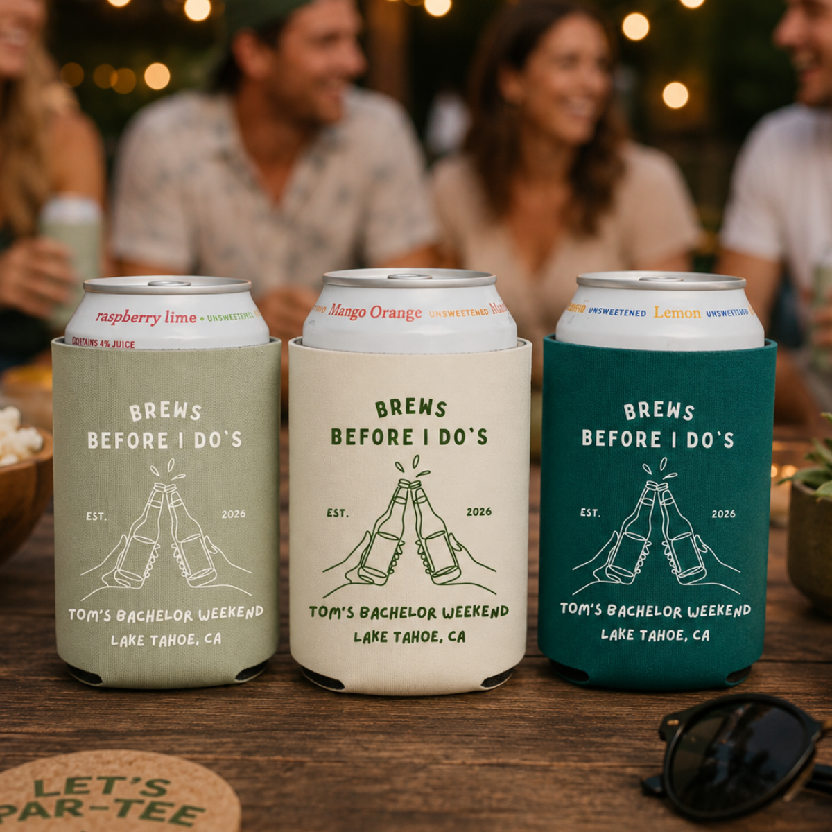 Brews Before I Do Can Cooler, Custom Bachelor Party Favor, Wedding Party Favor
