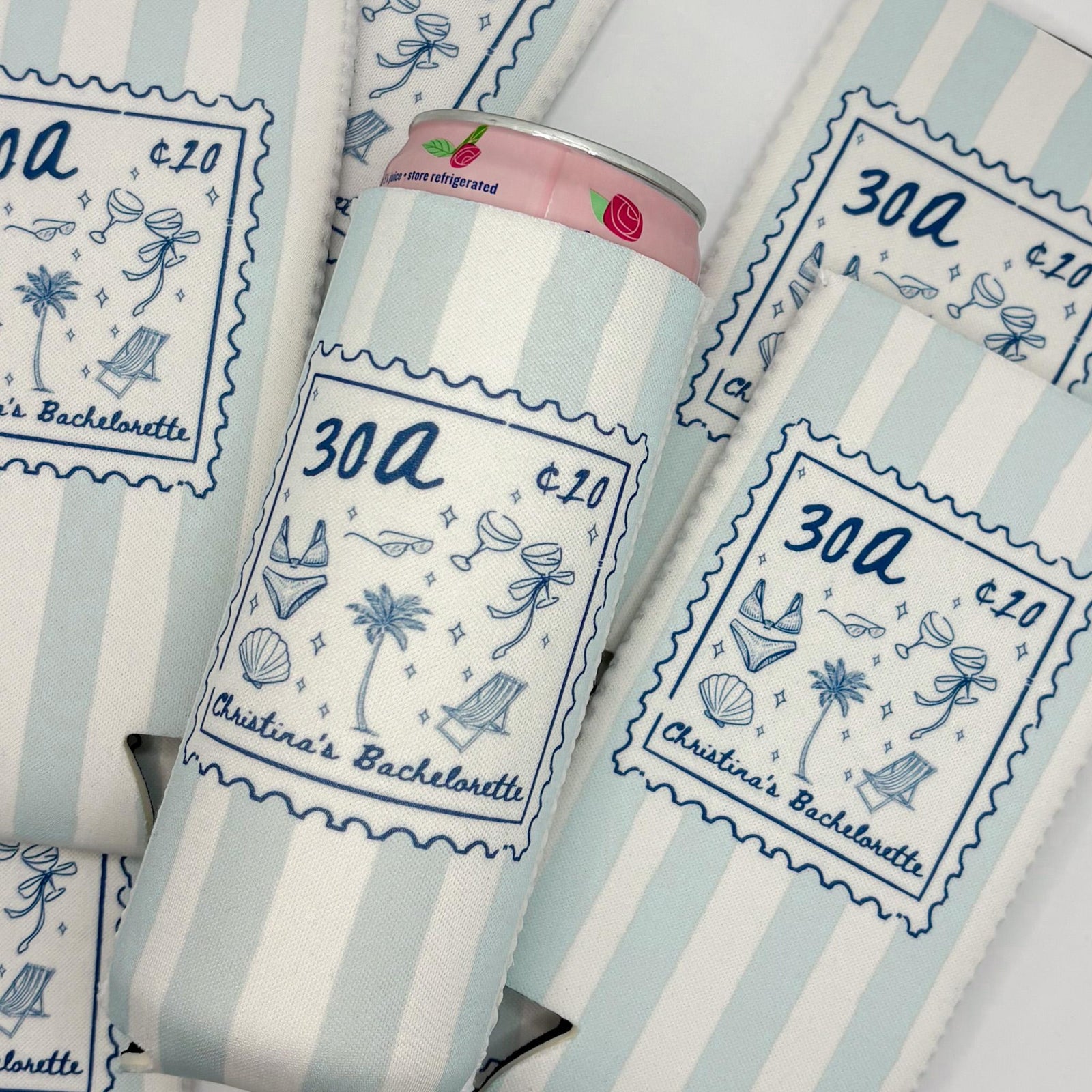 Personalized Coastal Bachelorette Can Cooler, Custom Can Cooler, Beach Bachelorette Party, 30A Bridesmaid Gifts, Custom Party Favors