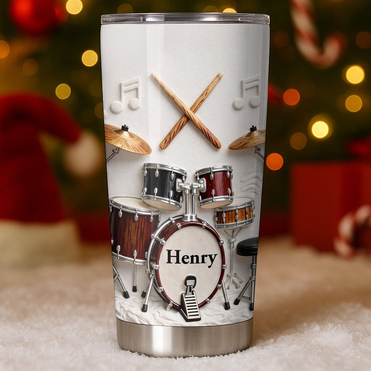A Passion For Rhythm, Personalized Stainless Steel Tumbler, Gift For Drummers