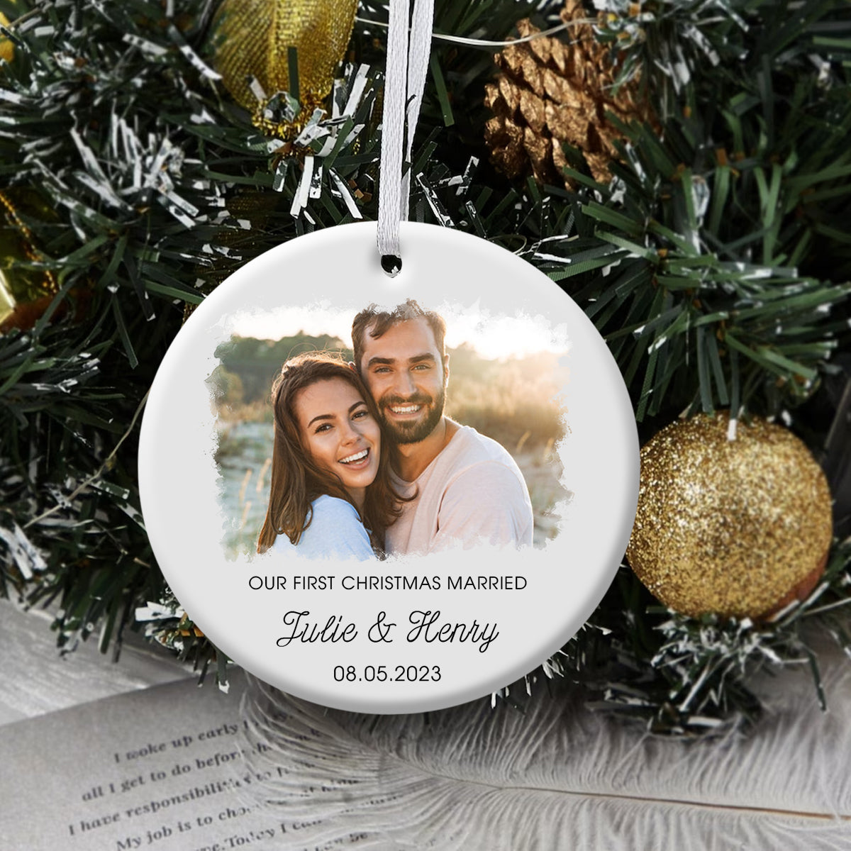 Our First Christmas Married Upload Photo - Personalized Ornament - Christmas Gift
