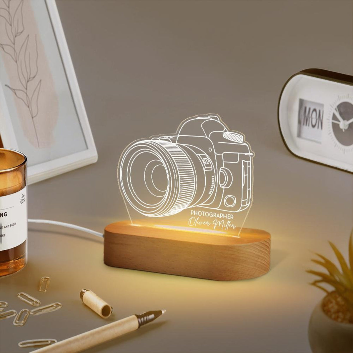 Personalized Photographer Camera Night Light, Custom Photography Lover Gift, Photographer Desk Lamp, Camera Led Light Gift,Photographer Gift