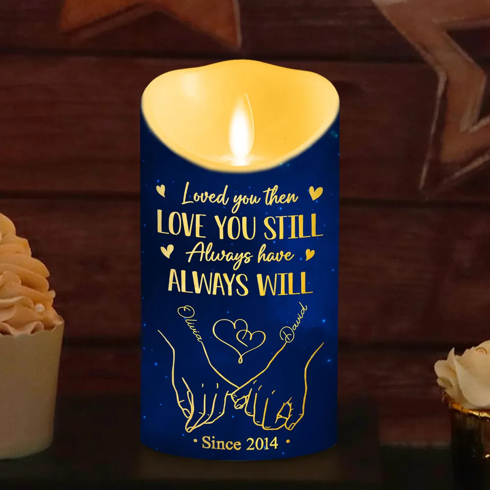 Loved You Then Love You Still - Personalized LED Flameless Candle - Anniversary Gift, Valentine's Day Gift For Couple